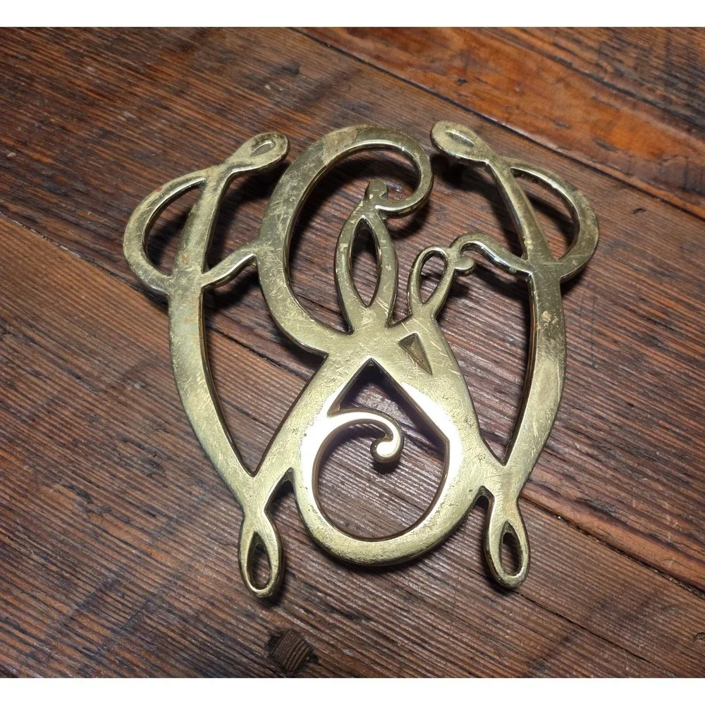 Vintage 1976 Virginia Metalcraft Brass Trivet - Geo. Washington Cypher